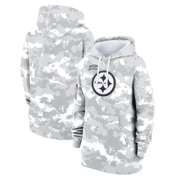 Pittsburgh Steelers Women's 2024 Salute To Service Club Fleece Pullover Hoodie Arctic Camo